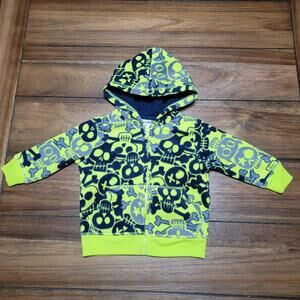 Garanimals Infant LS Green Fleece Full Zip Hoodie w/ Skulls - Size 12M